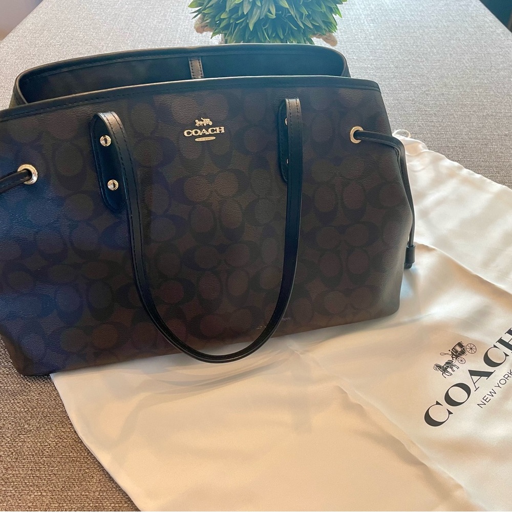 COACH Classic Brown with gold accents and draw string. Dust bag included - EUC